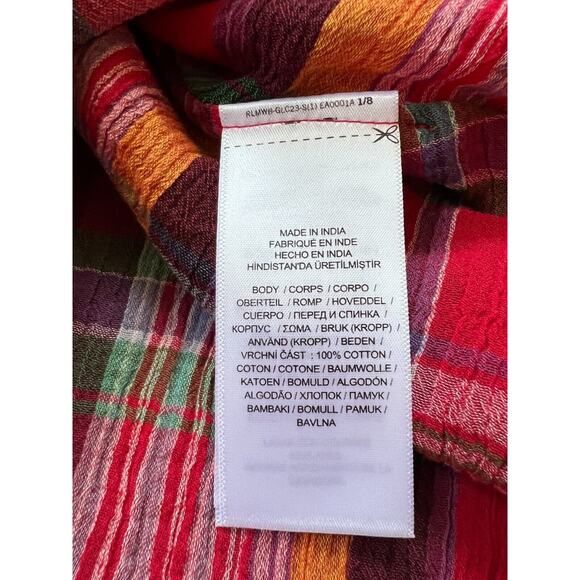 Lauren Ralph Lauren Pink Multi Plaid Crinkle Cotton Sleeveless Dress Size 8 NWT - Picture 4 of 12